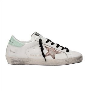 Golden Goose- SNEAKERS SUPERSTAR / WHITE LEATHER- PRINTED ORANGE SNAKE STAR